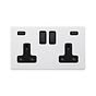 Soho Lighting Primed Paintable 13A 2 Gang DP Fast Charge 4.8amp USB Socket with Matt Black Switch