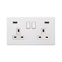Soho Lighting Primed Paintable 13A 2 Gang DP Fast Charge 4.8amp USB Socket with White Switch