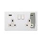 Soho Lighting Primed Paintable 13A 2 Gang DP Fast Charge 4.8amp USB Socket with White Switch