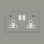 Soho Lighting Primed Paintable 13A 2 Gang DP Fast Charge 4.8amp USB Socket with White Switch