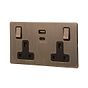 The Charterhouse Collection Antique Brass 13A 2 Gang Super Fast Charge 45W USB A+C Socket
