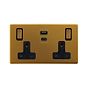 Soho Lighting Antique Gold 13A 2 Gang Super Fast Charge 45W USB A+C Socket