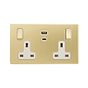 Brushed Brass 2 Gang USB C Socket
