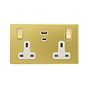 The Savoy Collection Brushed Brass with White Insert 13A 2 Gang Super Fast Charge 45W USB A+C Socket