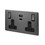 The Connaught Collection Black Nickel 13A 2 Gang Super Fast Charge 45W USB A+C Socket