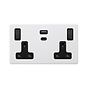 Soho Lighting Primed Paintable 13A 2 Gang Super Fast Charge 45W USB A+C Socket with Matt Black Switch