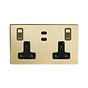 Soho Lighting Brushed Brass 2 Gang 65W USB C+C Socket (13A Socket + 2 USB C Ports) 
