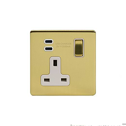Brushed Brass 1 Gang USB C Socket
