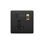 Matt Black and Brass 1 Gang USB C Socket
