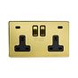 Soho Lighting Brushed Brass 2 Gang USB C+C Socket (13A Socket + 2 USB C 4.8A Ports) 