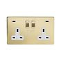Brushed Brass 2 Gang USB C Socket
