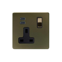 Bronze 1 Gang USB C Socket
