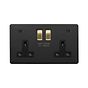 Matt Black and Brass 2 Gang USB C Socket
