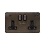 The Westminster Collection Vintage Brass 2 Gang USB C+C Socket (13A Socket + 2 USB C 4.8A Ports) 