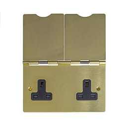 Brushed Brass 2 Gang 13A Floor Socket