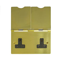 Brushed Brass 2 Gang 13A Floor Socket