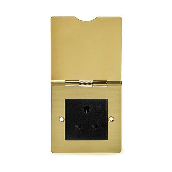 The Savoy Collection Brushed Brass 5 Amp Euromod Floor Socket 1 Gang Blk Ins