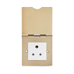 The Savoy Collection Brushed Brass 5 Amp Euromod Floor Socket 1 Gang White Inserts