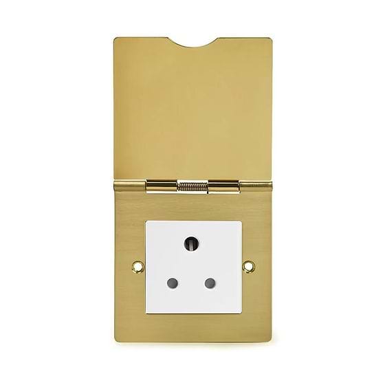 The Savoy Collection Brushed Brass 5 Amp Euromod Floor Socket 1 Gang White Inserts