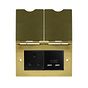 The Savoy Collection Brushed Brass Screwless Double Floor Outlet 13A Socket & USB Charger - Blk Ins