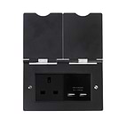 The Camden Collection Matt Black Screwless Double Floor Outlet 13A Socket & USB Charger