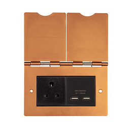 The Chiswick Collection Antique Copper Double Floor Outlet 5Amp Socket & USB Charger