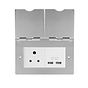 Soho Lighting Brushed Chrome Screwless Double Floor Outlet 5Amp Socket & USB Charger - Wht Ins