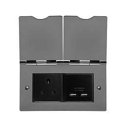 Soho Lighting Black Nickel Screwless Double Floor Outlet 5Amp Socket & USB Charger