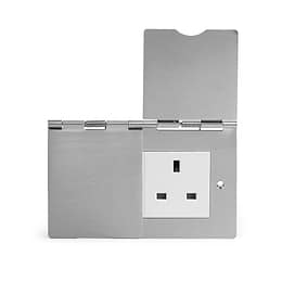 Soho Lighting Brushed Chrome 13 Amp 2 Gang Euromod Floor Outlet Socket Wht Ins