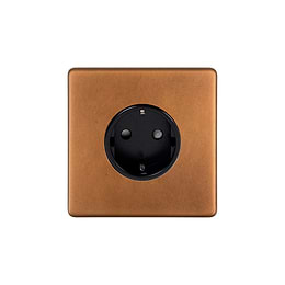 The Chiswick Collection Antique Copper 16A 1 Gang Euro Schuko Socket
