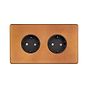 The Chiswick Collection Antique Copper 16A 2 Gang Euro Schuko Socket