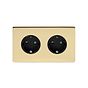 The Savoy Collection Brushed Brass 16A 2 Gang Euro Schuko Socket Blk Ins Screwless