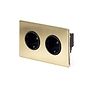 The Savoy Collection Brushed Brass 16A 2 Gang Euro Schuko Socket Blk Ins Screwless