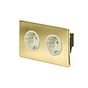 The Savoy Collection Brushed Brass 16A 2 Gang Euro Schuko Socket Wht Ins Screwless