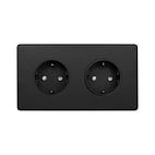 The Camden Collection Matt Black 16A 2 Gang Euro Schuko Socket Blk Ins Screwless