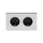 The Finsbury Collection Polished Chrome 16A 2 Gang Euro Schuko Socket Blk Ins Screwless
