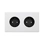 Soho Lighting Primed Paintable 16A 2 Gang Euro Schuko Socket with Black Insert