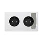 Soho Lighting Primed Paintable 16A 2 Gang Euro Schuko Socket with Black Insert