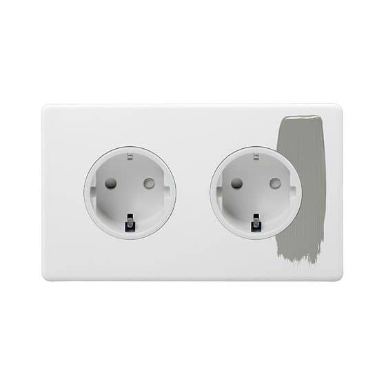 Soho Lighting Primed Paintable 16A 2 Gang Euro Schuko Socket with White Insert