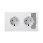 Soho Lighting Primed Paintable 16A 2 Gang Euro Schuko Socket with White Insert