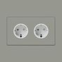 Soho Lighting Primed Paintable 16A 2 Gang Euro Schuko Socket with White Insert