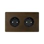 The Westminster Collection Vintage Brass 16A 2 Gang Euro Schuko Socket