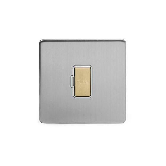 Soho Lighting Brushed Chrome & Brushed Brass 13A Unswitched Fused Connection Unit (FCU) White Inserts Screwless