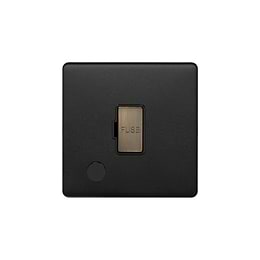 Soho Lighting Matt Black and Antique Brass 13A Unswitched Fused Connection Unit (FCU) Flex Outlet