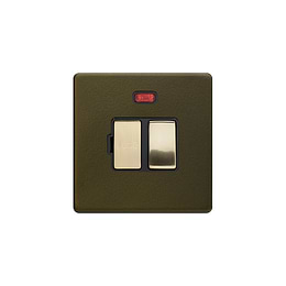 Soho Lighting Bronze with Brushed Brass 13A Double Pole Switched Fused Connection Unit (FCU) With Neon with Screwless 