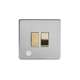 Soho Lighting Brushed Chrome & Brushed Brass 13A Switched Fuse Flex Outlet White Inserts Screwless