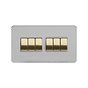 Soho Lighting Brushed Chrome & Brushed Brass 10A 6 Gang 2 Way Switch White Inserts Screwless