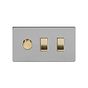 Brushed Chrome and Brass Dimmer Rocker Combo Switch
