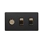 Matt Black and Antique Brass Dimmer Rocker Combo Switch

