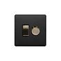 Matt Black and Antique Brass Dimmer Rocker Combo Switch
